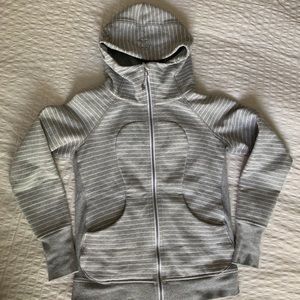 Lululemon scuba hoodie Grey and white stripe sz 6